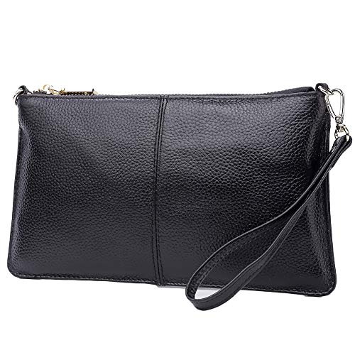 Lecxci Leather Crossbody Purses Clutch Phone Wallets with Card Slots for Women (Black)