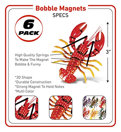 CoTa Global Lobster Refrigerator Bobble Magnets Set of 6 – Assorted Color Fun Cute Sea Life Animal Bobble Head Magnets For Kitchen Fridge, Home Decor, Lockers & Cool Office Decorative Novelty – 6 Pack | The Storepaperoomates Retail Market - Fast Affordable Shopping