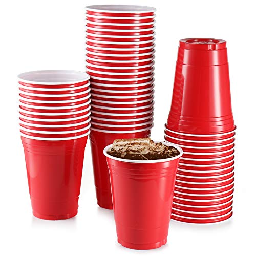 18 oz Red Plastic Cups, [180 Pack] Large Cups, Party Cup Disposable Cup Big Birthday Party Cups