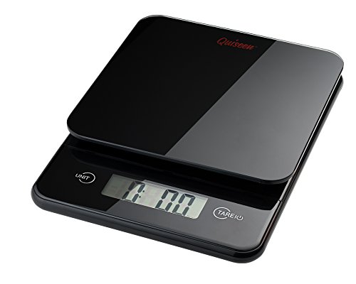 Quiseen Compact Digital Kitchen Food Scale – 11lbs / 5kg Capacity (Black)