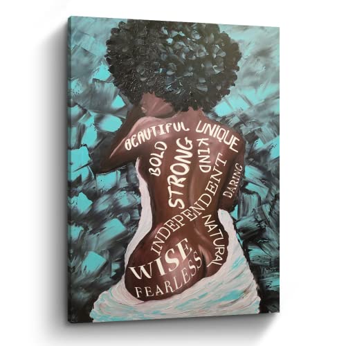 Black Queen Wall Art Africa America Poster Canvas Wall Art for Bathroom Bedroom Decor Abstract Sexy Woman Black White Blue Wall Art Girls Room Decoration Modern for Woman(16×24inch) Frameless