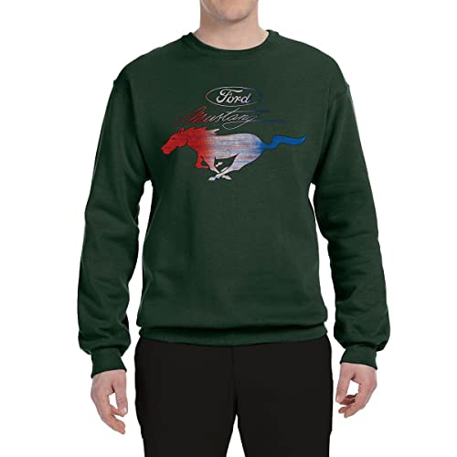 Wild Bobby Ford Mustang Shirt USA Flag Mustang Emblem T-Shirt Cars and Trucks Unisex Crewneck Graphic Sweatshirt, Forest Green, Small | The Storepaperoomates Retail Market - Fast Affordable Shopping