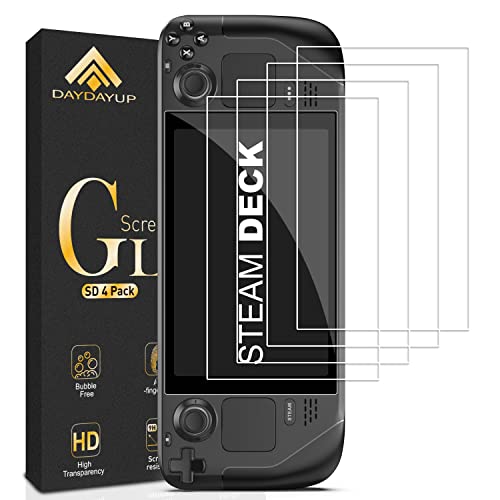 [4 Pack] daydayup Tempered Glass Screen Protector Compatible with Steam Deck – Transparent HD Clear Steam Deck Screen Protector for Steam Deck Accessories & Console