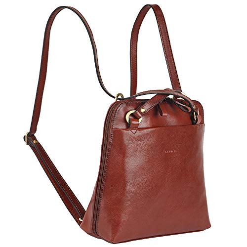 Banuce Fashion Italian Leather Convertible Backpack Purse for Women Small Shoulder Bag for 9.7 Inch iPad School Daypack Brown