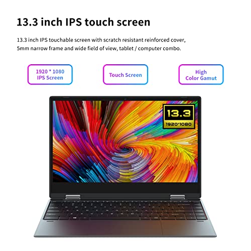 BOCCONI 13.3″ Convertible 2 in 1 FHD Touchscreen Laptop, 8GB DDR4, 256GB M.2 SSD, Quad-Core Celeron N4100, Type-C Ports, AC WiFi + BT 4.0, Windows 11, Webcam, All-Metal Body | The Storepaperoomates Retail Market - Fast Affordable Shopping
