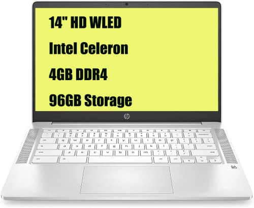 HP 14″ HD Anti-glare WLED-Backlit Chromebook, Intel Celeron N4000 Upto 2.6GHz, 4GB DDR4, 32GB eMMC, WiFi 5, Bluetooth, Webcam, Backlit keyboard, Media Reader, USB-C, Chrome OS, 64GB ABYS Micro SD Card