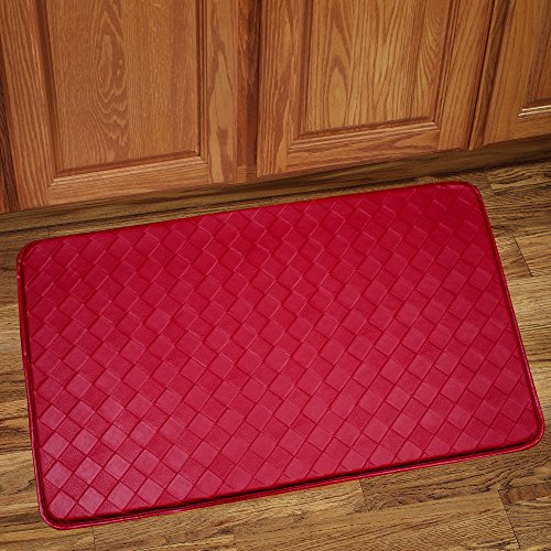 Sweet Home Collection Memory Foam Anti Fatigue Kitchen Floor Mat Rug, Diamond Red, 30″ x 18″