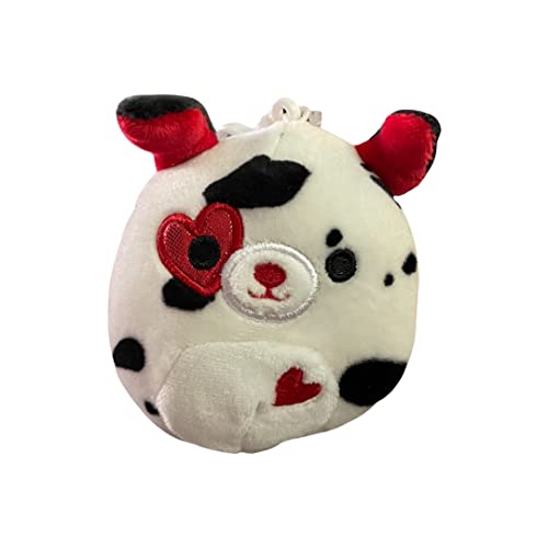 Squishmallows Official Kellytoy 3.5 Inch Clip On Bag Keychain Backpack Clips Squishy Soft Plush Toy Animal (Dustin Dalmatian (Valentine Squad))