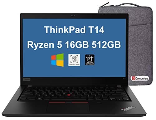 Lenovo ThinkPad T14 14″ FHD (16GB RAM, 512GB PCIe SSD, AMD 6-Core Ryzen 5 Pro 4650U (Beats i7-1165G7), IPS) Business Laptop, Backlit KB, Fingerprint, Webcam, IST Bag, Win 10 Pro / Win 11 Pro