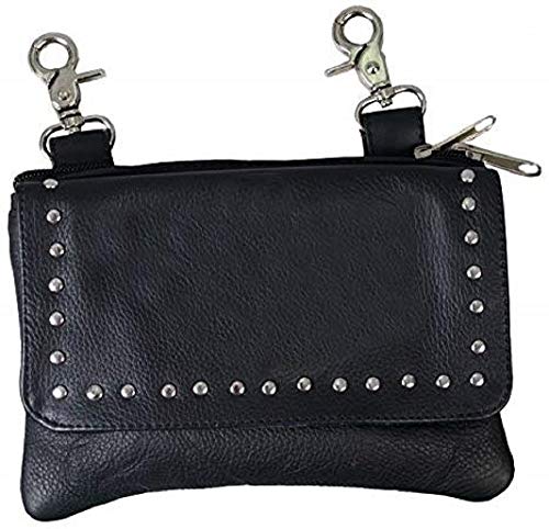Black Ladies Clip Pouch Purse, Adjustable Strap Lobster Claw Clips, 7.75 X 5 X 1