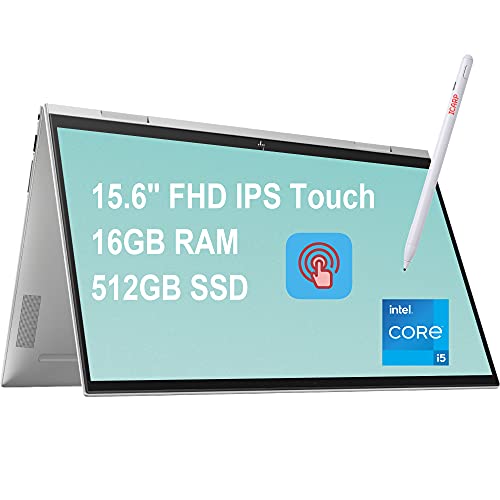 HP Envy X360 15 2-in-1 Business Laptop 15.6″ FHD IPS Touchscreen 11th Gen Intel Quad-Core i5-1135G7 (Beats i7-1065G7) 16GB RAM 512GB SSD Backlit Keyboard Fingerprint Win10 Silver + Pen