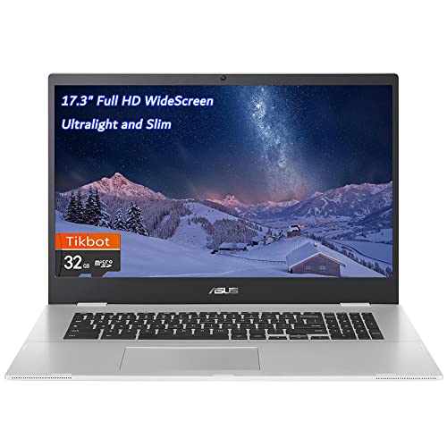 ASUS Chromebook Light Laptop, 17.3″ FHD Widescreen Slim-Bezel, Intel Celeron N4500, Type-C, Wi-Fi 6, Intel UHD Graphics, 17 Hours Battery Life, Webcam (4GB DDR4 RAM | 32GB eMMC+32G SD Card)