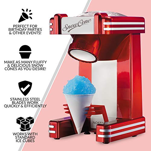 Nostalgia Retro Table-Top Snow Cone Maker, Vintage Shaved Ice Machine Includes 1 Reusable Plastic Cup, Retro Red | The Storepaperoomates Retail Market - Fast Affordable Shopping