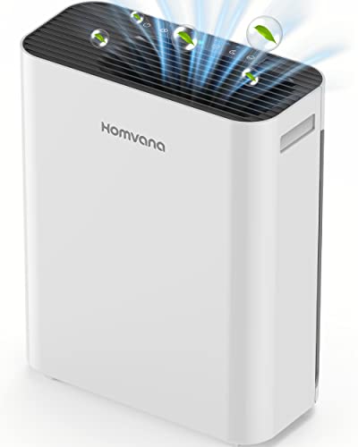 Homvana Air Purifier for Home Larger Room Bedroom, H13 True HEPA Filter Air Cleaner, with Auto Mode, Air Quality Indicator, Exclusive SilentAir Tech, Ozone Free for Pet Allergies Smoke Dust Pollen etc