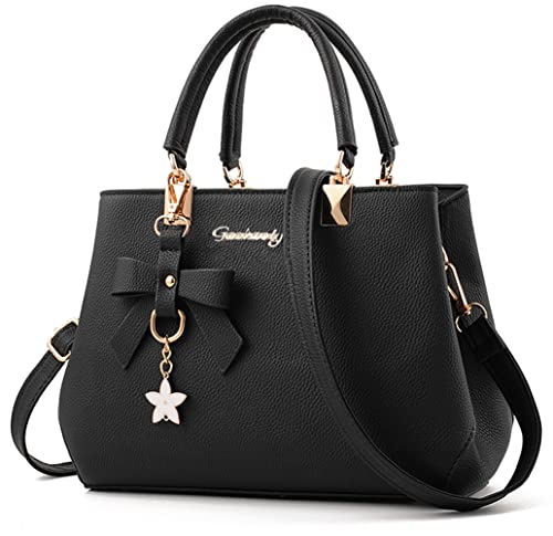 Dreubea Womens Handbag Tote Shoulder Purse Leather Crossbody Bag Black