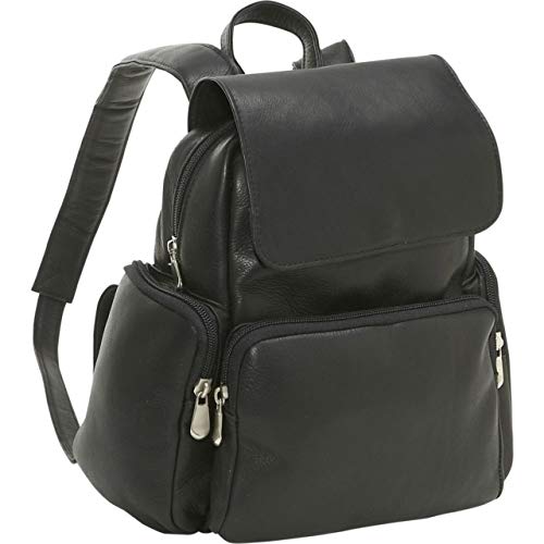 Le Donne Leather Women’s Multi-Pocket Backpack Purse – Premium Full-Grain Colombian Vaquetta Cowhide Leather (Black)