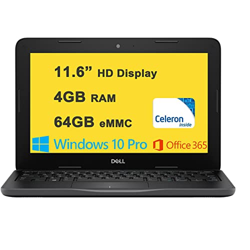 Dell Flagship Latitude 3190 Business 11 Laptop 11.6” HD Display Intel 4-Core Celeron N4120 4GB RAM 64GB eMMC Intel UHD Graphic WIFI5 Office365 Win10 Pro Black