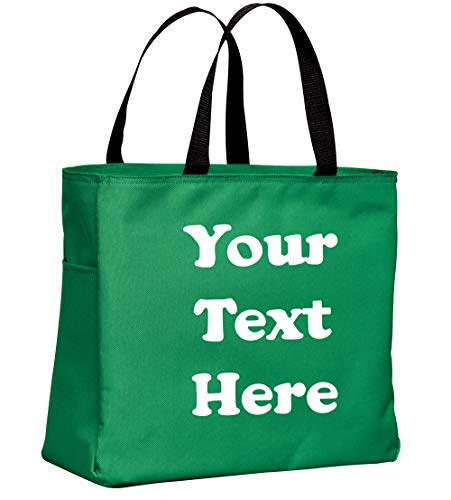 all about me company Personalized Monogrammed Shoulder Bag with Custom Text Essential Canvas Tote Bag with Customizable Embroidered Monogram (Kelly Green)