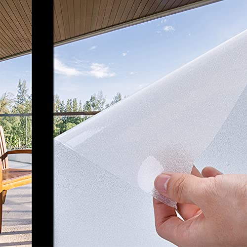 Coavas Privacy Window Film Non-Adhesive 35.6 x 78.7 Inches Frosted Glass Window Cling Anti UV Removable Opaque Static Cling for Home Shower Kitchen Rental Room and Office