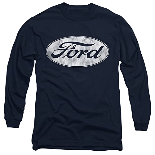 Popfunk Classic Ford Logo Unisex Adult Long-Sleeve T Shirt,Navy, Large