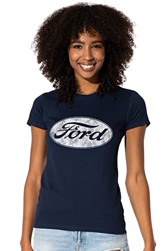 Popfunk Classic Ford Logo Women’s T Shirt,Navy, 2X-Large