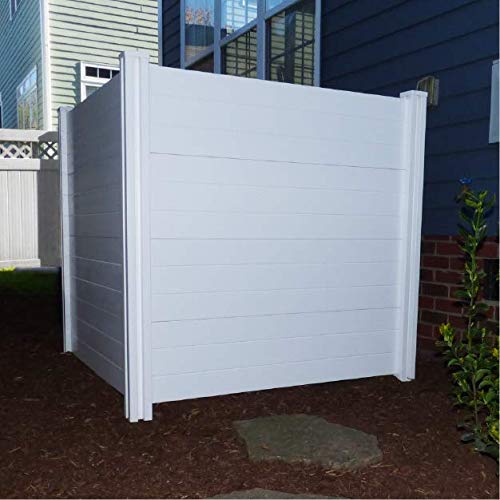 Enclo Privacy Screens ZP19014 No Dig Premium Vinyl Privacy Fence Screen Kit, 48″ W x 48″ H, 2 Panels, White, Unassembled