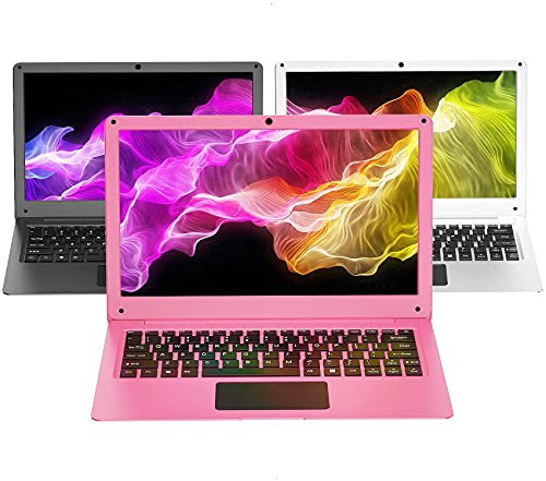 Goldengulf Portable 12.5 ” HD Laptop Computer 6GB ROM 64GB RAM Windows 10 Preinstalled Intel Quad Core Netbook Thin & Light Bluetooth Webcam HDMI Zoom Long Battery Life (Pink)