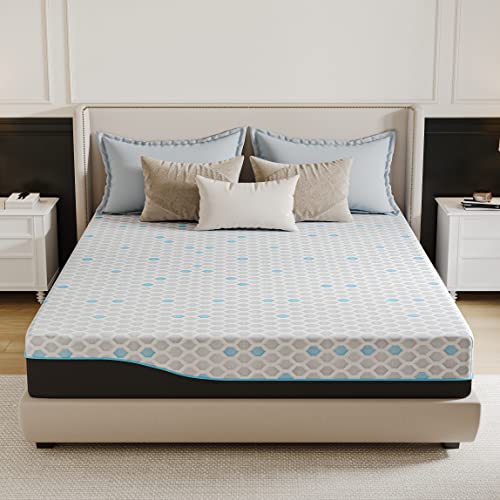 Twin Mattress, 10 Inch Bamboo Charcoal Infused Gel Memory Foam Mattress in a Box, Made in USA CertiPUR-US Certified, Cooling Twin Size Mattress for Pressure Relief with Fiberglass Free Cover, Medium