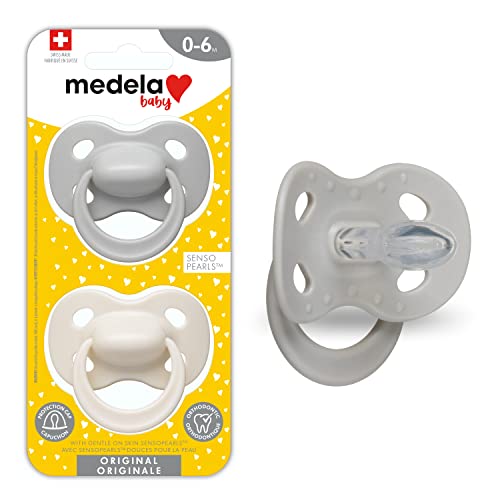 Medela Baby Pacifier | 0-6 Months | BPA-Free | Lightweight & Orthodontic | 2-Pack | Pastel Grey and Neutral