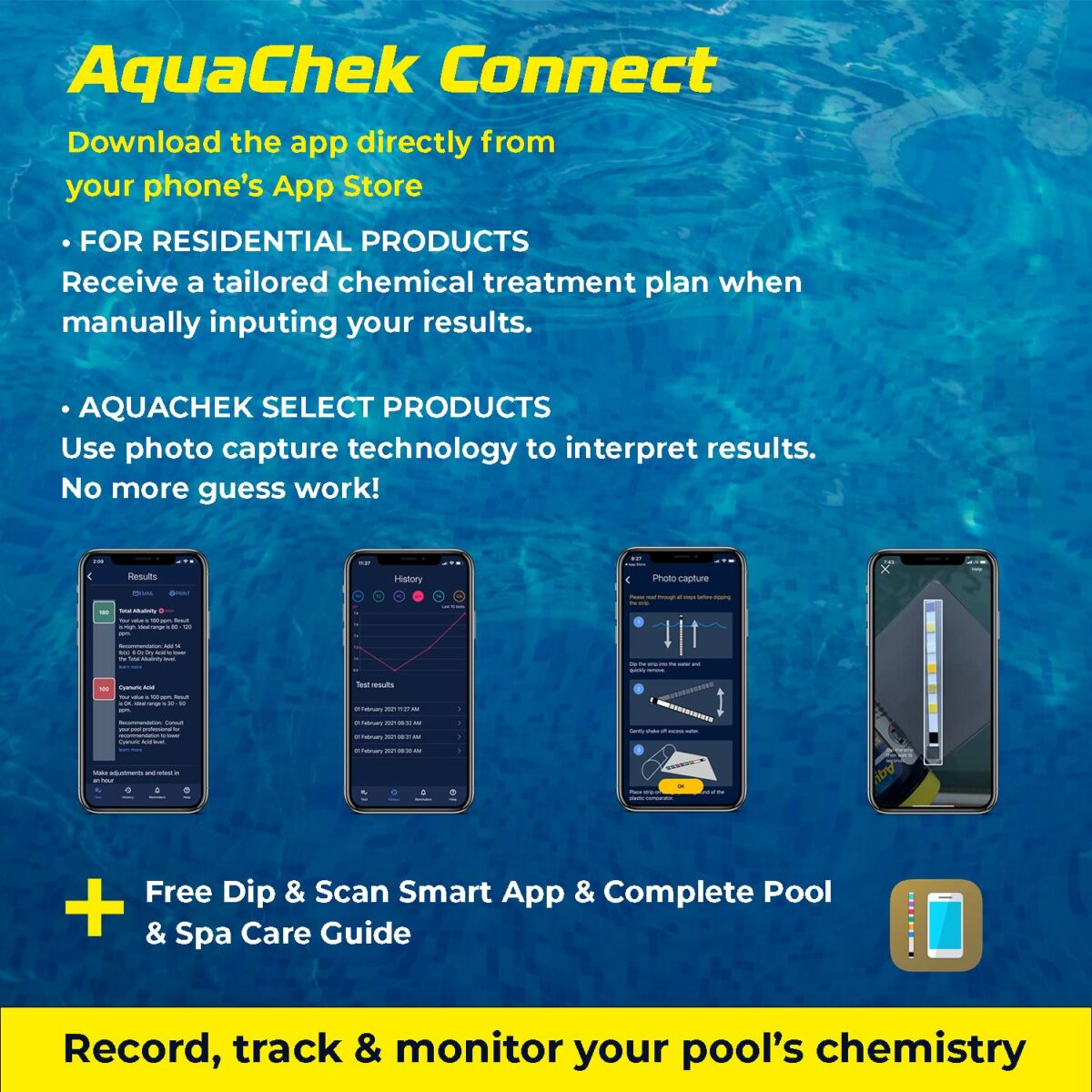 AquaChek Yellow 4-Way Pool and Spa Test Strips – 50 Yellow Test Strips – Swimming Pool Test Strips For pH, Free Chlorine, Total Alkalinity, and Cyanuric Acid – Quick and Accurate Results – Testing Kit | The Storepaperoomates Retail Market - Fast Affordable Shopping
