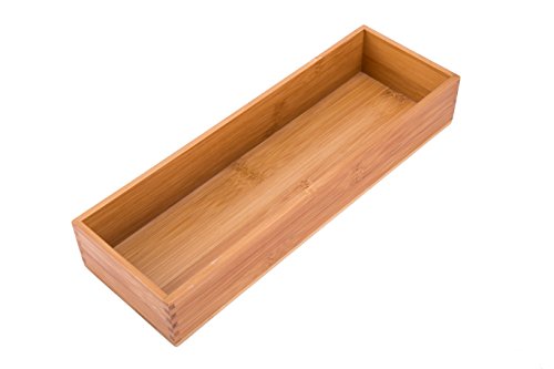 Sansnow Bamboo Kitchen Seasoning Box Tableware Knife Fork Organizer Box, Bamboo 12″*4″