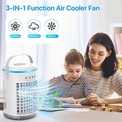 Zacsync Evaporative Air Cooler, 3 IN 1 Personal Evaporative Cooler, 3 Speed Cooling Fan & Portable Humidifier, with Handle 7 Colors Light & Remote Control & USB Plug for Room, Office, Bedroom,Camping | The Storepaperoomates Retail Market - Fast Affordable Shopping