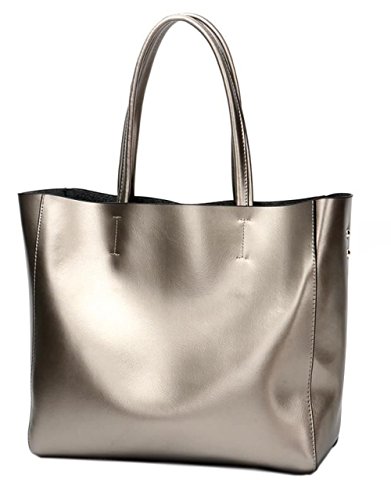 Covelin Women’s Handbag Genuine Soft Leather Tote Shoulder Bag Hot Silver