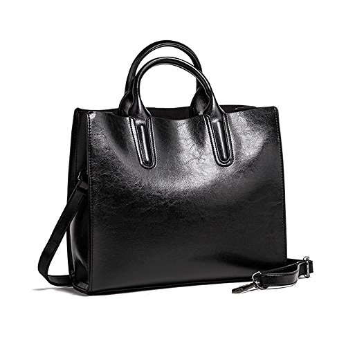Women Top Handle Handbag, Artwell PU Leather Satchel Shoulder Bag Crossbody Messenger Tote Bag for Lady (Black)