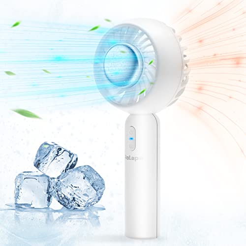 Handheld Fan with Ice Cooling Mode, Portable Cooling Fan for Women and Men, Rechargeable Personal Fan that Blows Cold Air, for Home Office Outdoor Travel (White)