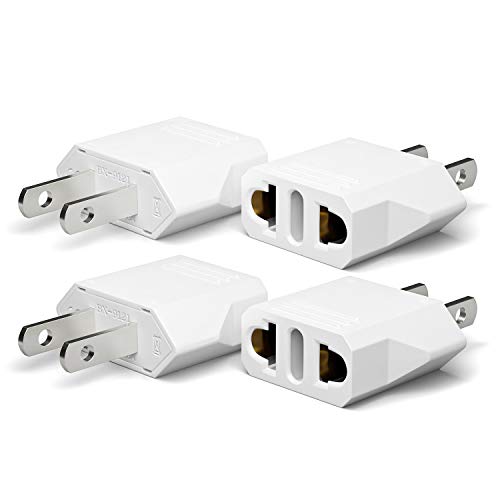 Unidapt US USA Plug Adapter – EU European to America Japan Canada American Travel Plug Adapter, Europe to USA Power Outlet Adapters Wall Plugs (4-Pack)