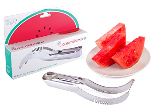 Kitchen + Home Watermelon Slicer Corer and Server – 18/10 Stainless Steel Melon Slicer