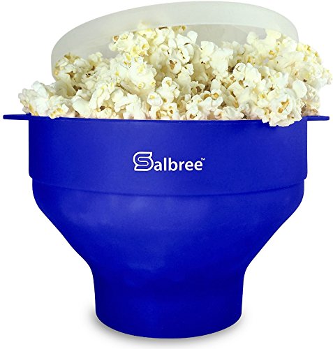 The Original Salbree Microwave Popcorn Popper, Silicone Popcorn Maker, Collapsible Microwavable Bowl – Hot Air Popper – No Oil Required – The Most Colors Available (Blue)