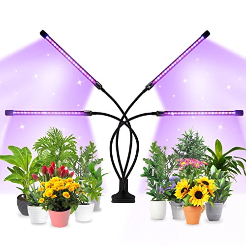Grow Lights for Indoor Plants Full Spectrum,80 LEDs Plant Light for Indoor Plants with 3/9/12H Timer,4 Heads Clip On Plant Grow Light with 3 Modes,20%-100% Brightness …