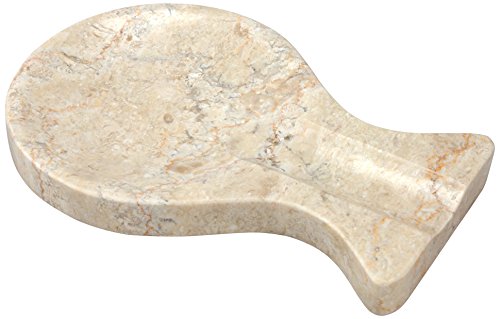 Creative Home Natural Champagne Marble Rest Spoon Cooking Utensil Holder, 8.6″ L x 4.9″ W x 0.8″ H, Beige