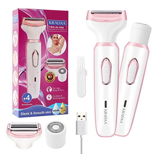 Electric Razors for Women, shavers for Women, Painless 2 in 1 Wet and Dry, Shaver for face, Legs and underarms, USB Rechargeable Cordless Hair Clipper