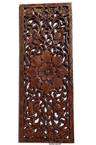 Asiana Home Decor Large Carved Wood Wall Panel. Floral Wood Carved Wall Decor. Size 35.5″x13.5″x0.5″ (Brown) | The Storepaperoomates Retail Market - Fast Affordable Shopping