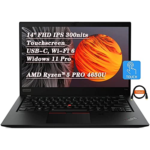 Lenovo ThinkPad T14s Light Slim Laptop, 14″ FHD IPS 300nits Touchscreen, AMD Ryzen5 Pro 4650U, USB-C, Wi-Fi 6, Rapid Charge, Backlit Keyboard, HDMI, Win10 Pro, w/HDMI Cable(16GB RAM | 512GB PCIe SSD)