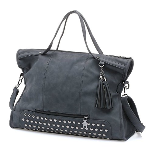 Large Rivet Purse Suede Leahter Hanbags for Women Black Gothic Style Crossbody Bags Ladies Top Handle Satchel Studded Tote Bags