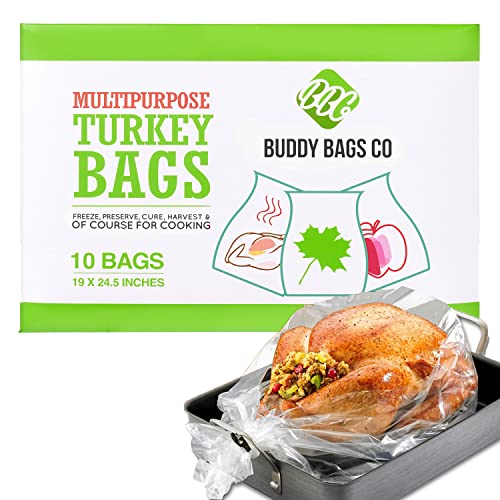 Buddy Bags Co Multipurpose Turkey Oven Bags – Made in USA – 19″ x 24.5″ – 10 Pack