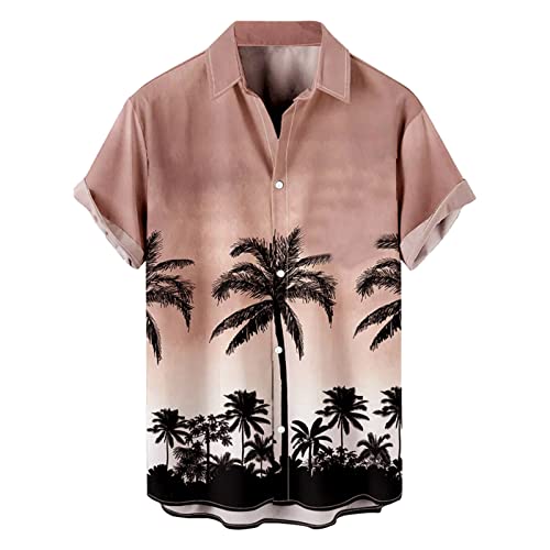 ZDFER Hawaiian Shirts for Mens, Summer Outdoor Short Sleeve Casual Loose Graphics Button Down Shirt Tropical Beach Tops Mens Christmas Shirts Golf Shirts Ping Golf Shirts for Men Polo Shirts for Men