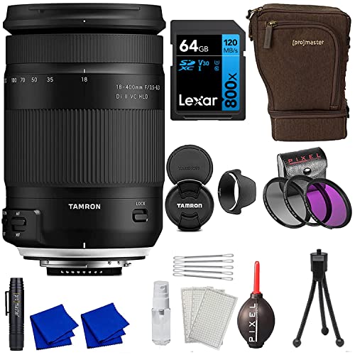 Tamron 18-400mm f/3.5-6.3 Di II VC HLD Lens for Canon EF with Advanced Accessory and Travel Bundle (Tamron 6 Year USA Warranty) | 18-400mm Canon EF Lens