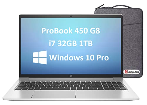 HP ProBook 450 G8 15.6″ IPS FHD i7-1165G7, 32GB RAM, 1TB PCIe SSD, 2021 Intel Quad-Core Business Laptop Backlit, Type-C, RJ-45, Webcam, HDMI Cable, Windows 10 Pro