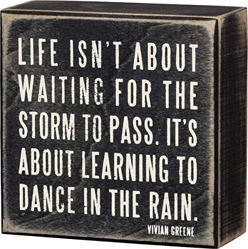Primitives by Kathy 16336 Classic Box Sign, 4 x 4-Inches, Dance In The Rain