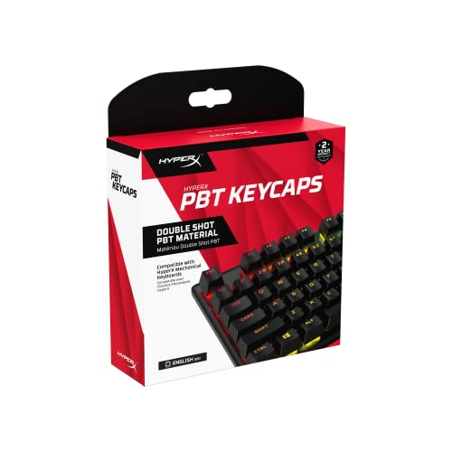 HyperX PBT Keycaps – Full Key Set, Double Shot PBT Material, English (US) Layout, 104 Keys – Black